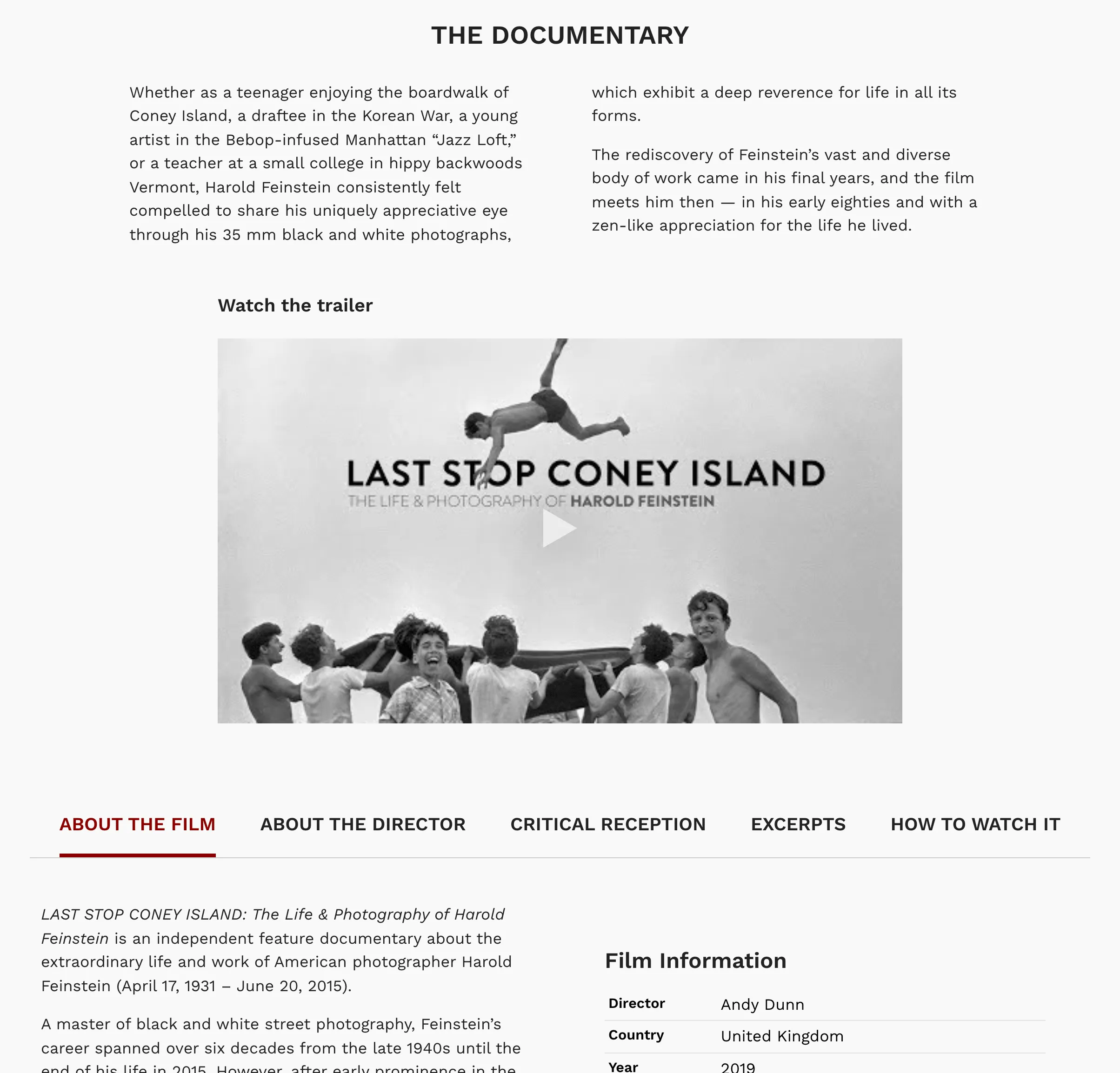 Harold Feinstein Archive